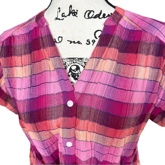 Isabel Maternity by Ingrid & Isabel Pink and Orange Plaid Button-Down Tunic - Picture 8 of 10